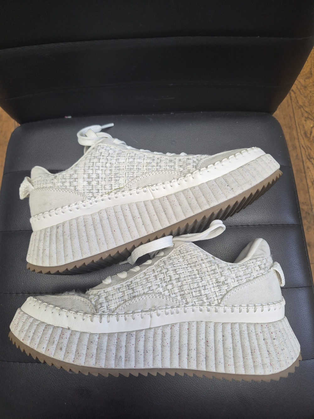 Woven Platform Sneakers in Off-White